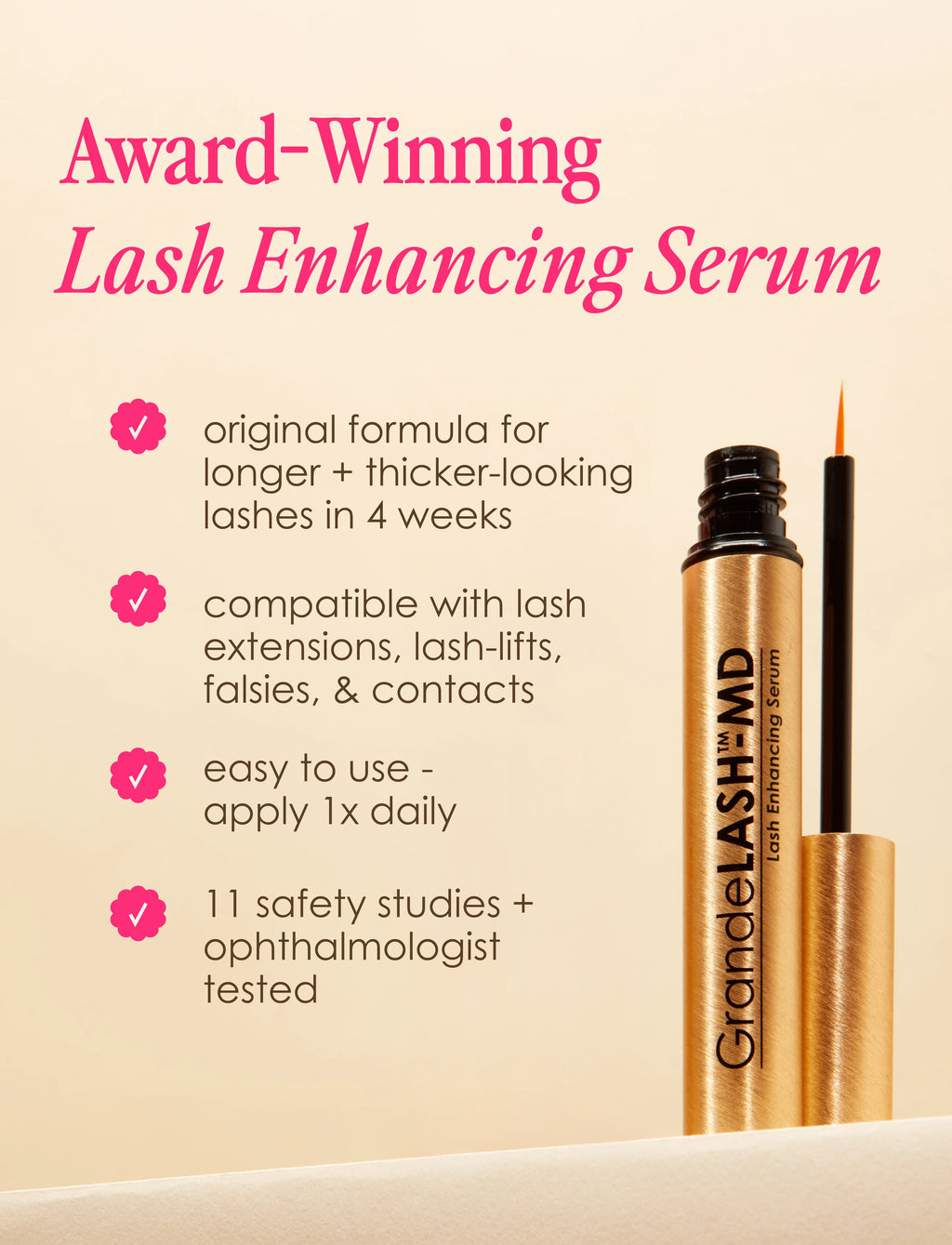 Travel Size GrandeLASH-MD Lash Enhancing Serum, 6 Week Supply